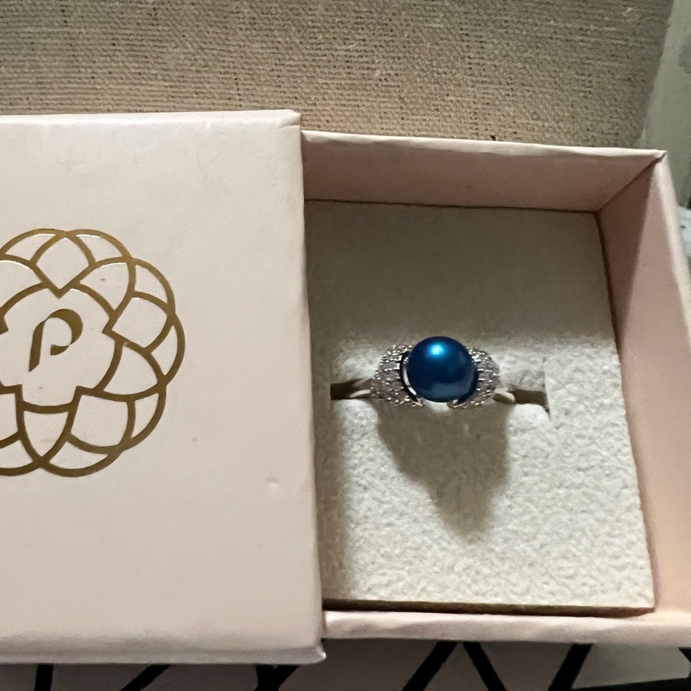 Sterling Silver Blue Pearl Ring size 8